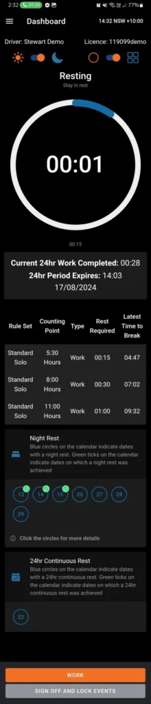 Logmaster Australia Dashboard Resting