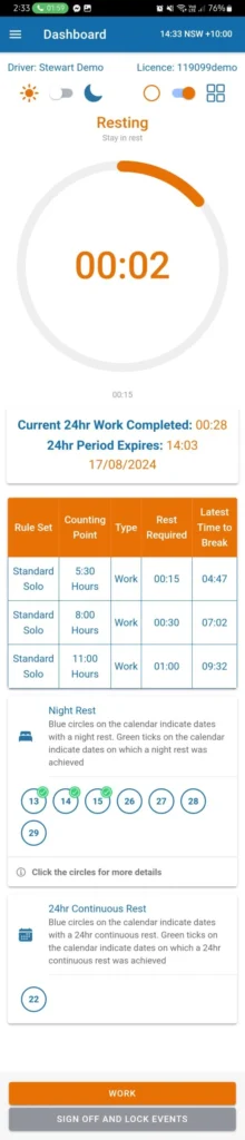 Logmaster Australia Resting Dashboard 2
